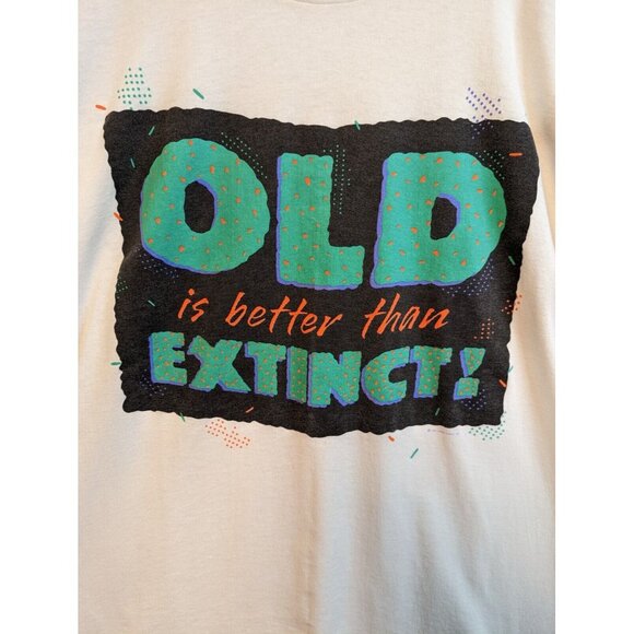 vintage 80s Old is better than extinct white Hallmark inc t-shirt XL center star - Picture 2 of 7